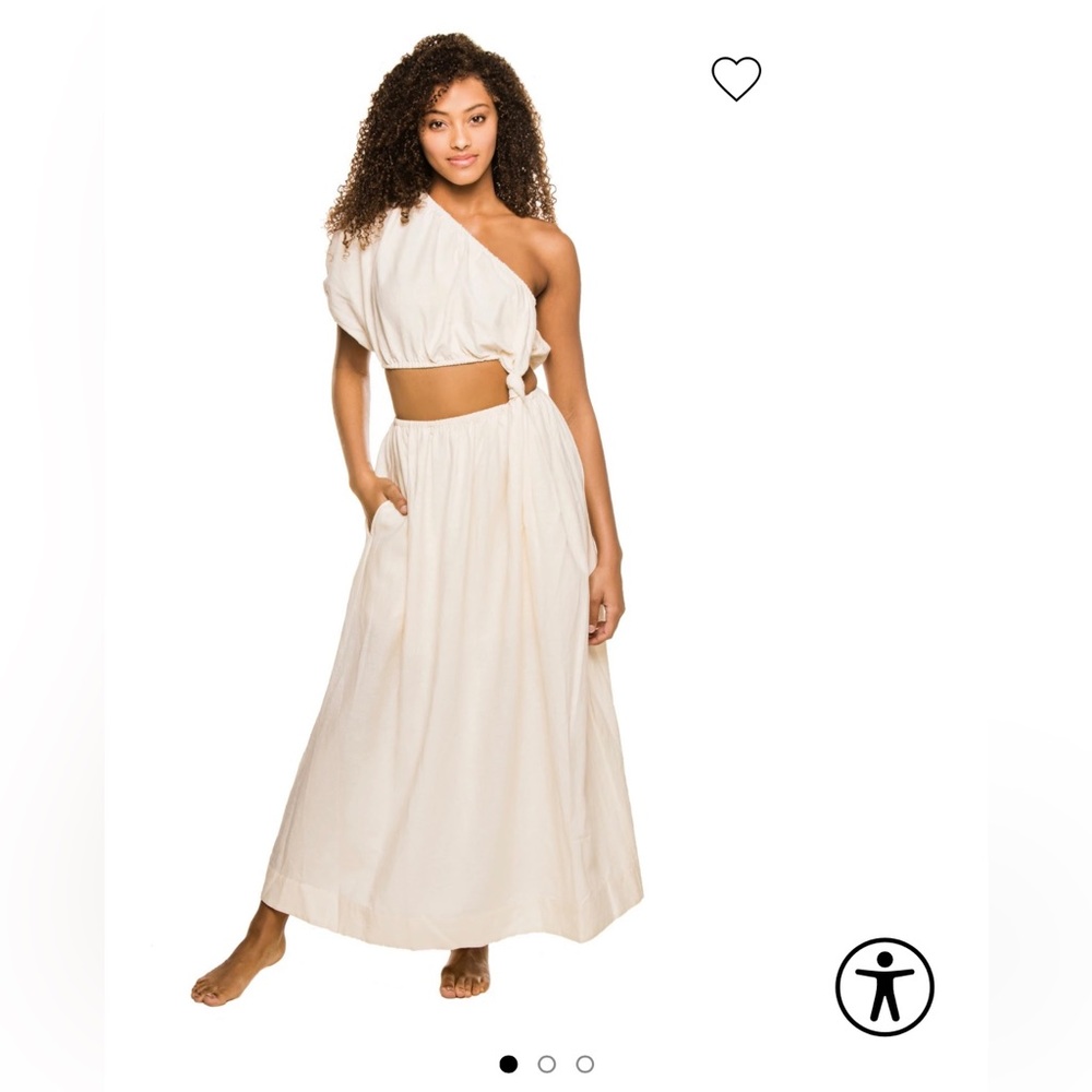 One shoulder off white midi dress